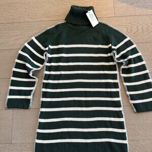 Tuckernuck Pine Green & White Striped Emsley Mini Sweater Dress